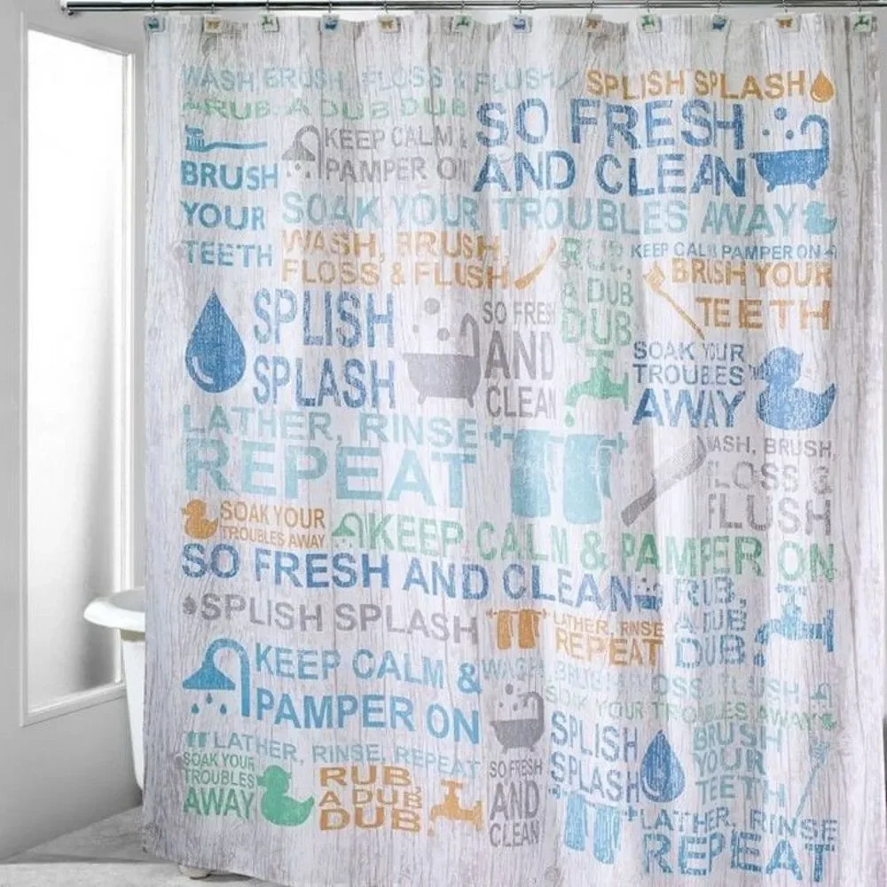 Avanti Bath Words Fabric Shower Curtain Beach Summer Bathroom Guest 72x72